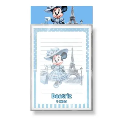 Bloquinho Personalizado - Minnie Paris Azul