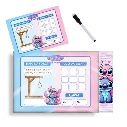 Jogo 2 em 1 Angel e Stitch - Jogo da Velha e Jogo da Forca