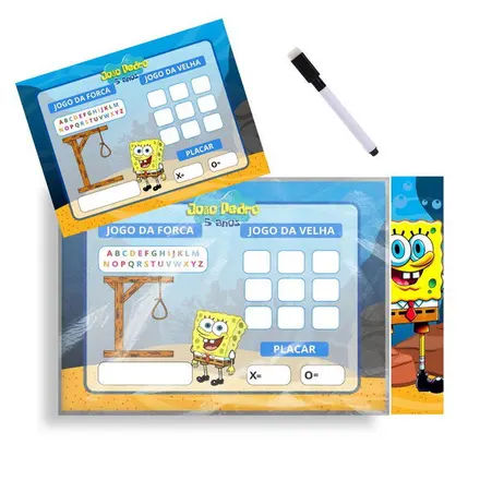 Jogo 2 em 1 Bob Esponja - Jogo da Velha e Jogo da Forca