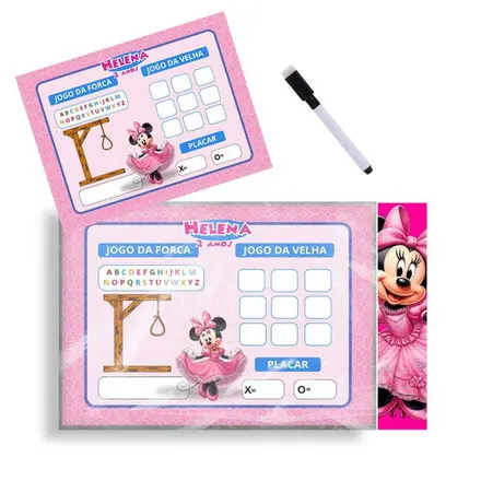 Jogo 2 em 1 Minnie Rosa - Jogo da Velha e Jogo da Forca