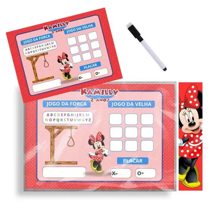Jogo 2 em 1 Minnie Vermelha - Jogo da Velha e Jogo da Forca