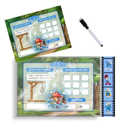Jogo 2 em 1 os Smurfs - Jogo da Velha e Jogo da Forca