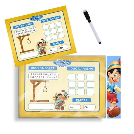 Jogo 2 em 1 Pinocchio - Jogo da Velha e Jogo da Forca