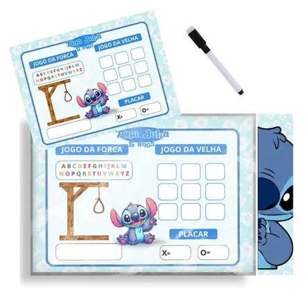 Jogo 2 em 1 Stitch - Jogo da Velha e Jogo da Forca