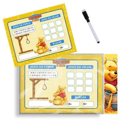 Jogo 2 em 1 Ursinho Pooh - Jogo da Velha e Jogo da Forca