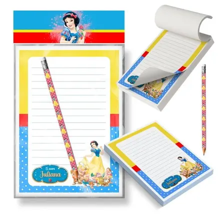 Kit Bloco Destacável + Lápis - Branca de Neve
