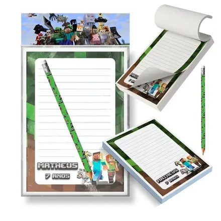 Kit Bloco Destacável + Lápis - Minecraft