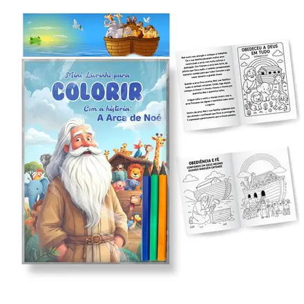 Mini Livrinho para Colorir com História: a Arca de Nóe