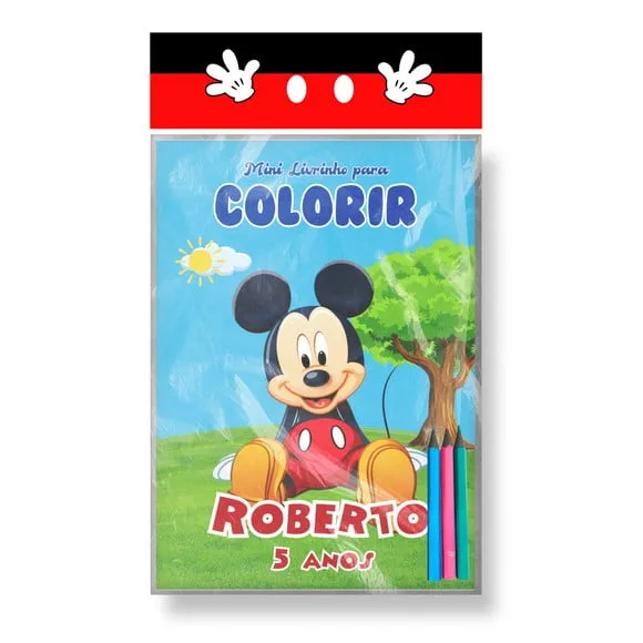 Mini Livrinho para Colorir + Lápis de Cor - Mickey