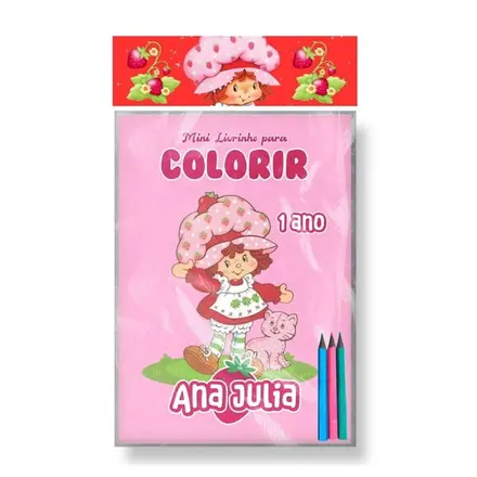 Mini Livrinho para Colorir + Lápis de Cor - Moranguinho