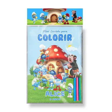 Mini Livrinho para Colorir + Lápis de Cor - os Smurfs