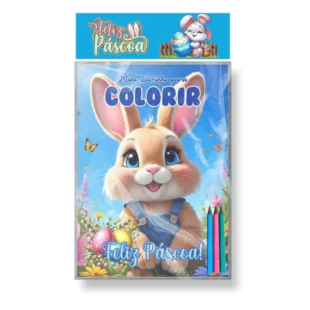 Mini Livrinho para Colorir + Lápis de Cor - Páscoa