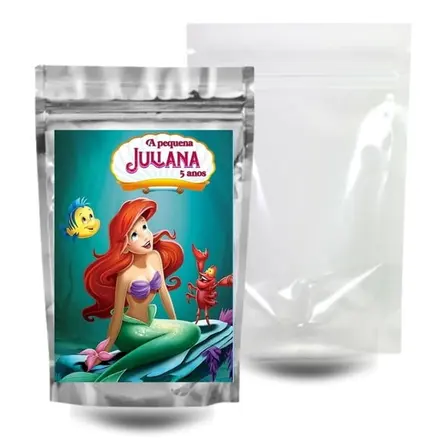 Saquinho Surpresa Zip Lock 10x15 - a Pequena Sereia/ariel