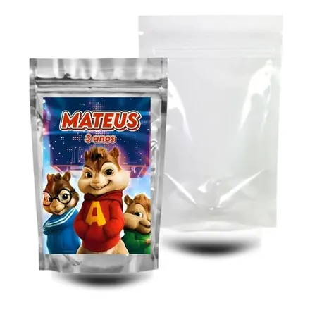 Saquinho Surpresa Zip Lock 10x15 - Alvin e os Esquilos