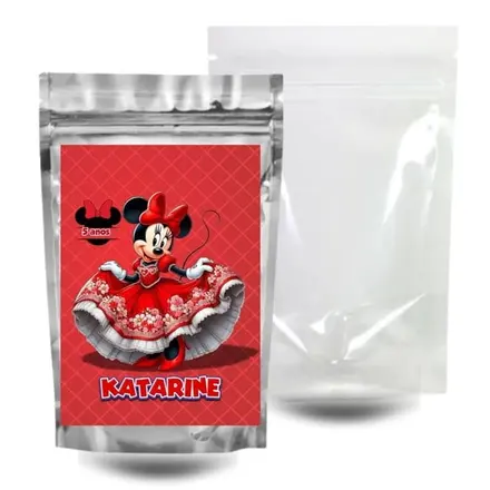 Saquinho Surpresa Zip Lock 10x15 - Minnie Vermelha